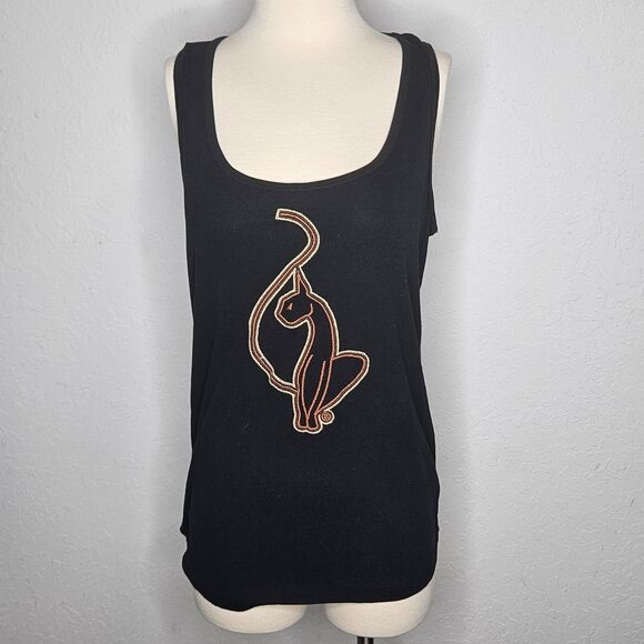 Baby Phat Y2K Black Cat Logo Tank Top Plus Size 1X Graphic Scoop Neck Streetwear - Picture 1 of 5